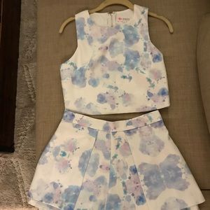 White floral print tank top and shorts set